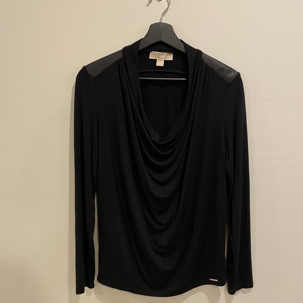 MICHAEL Michael Kors long sleeve cowl top medium black